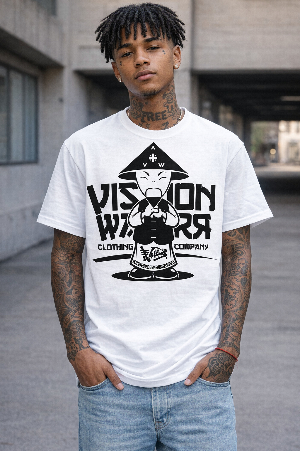 Unisex White Vision Warr China Man T-Shirt